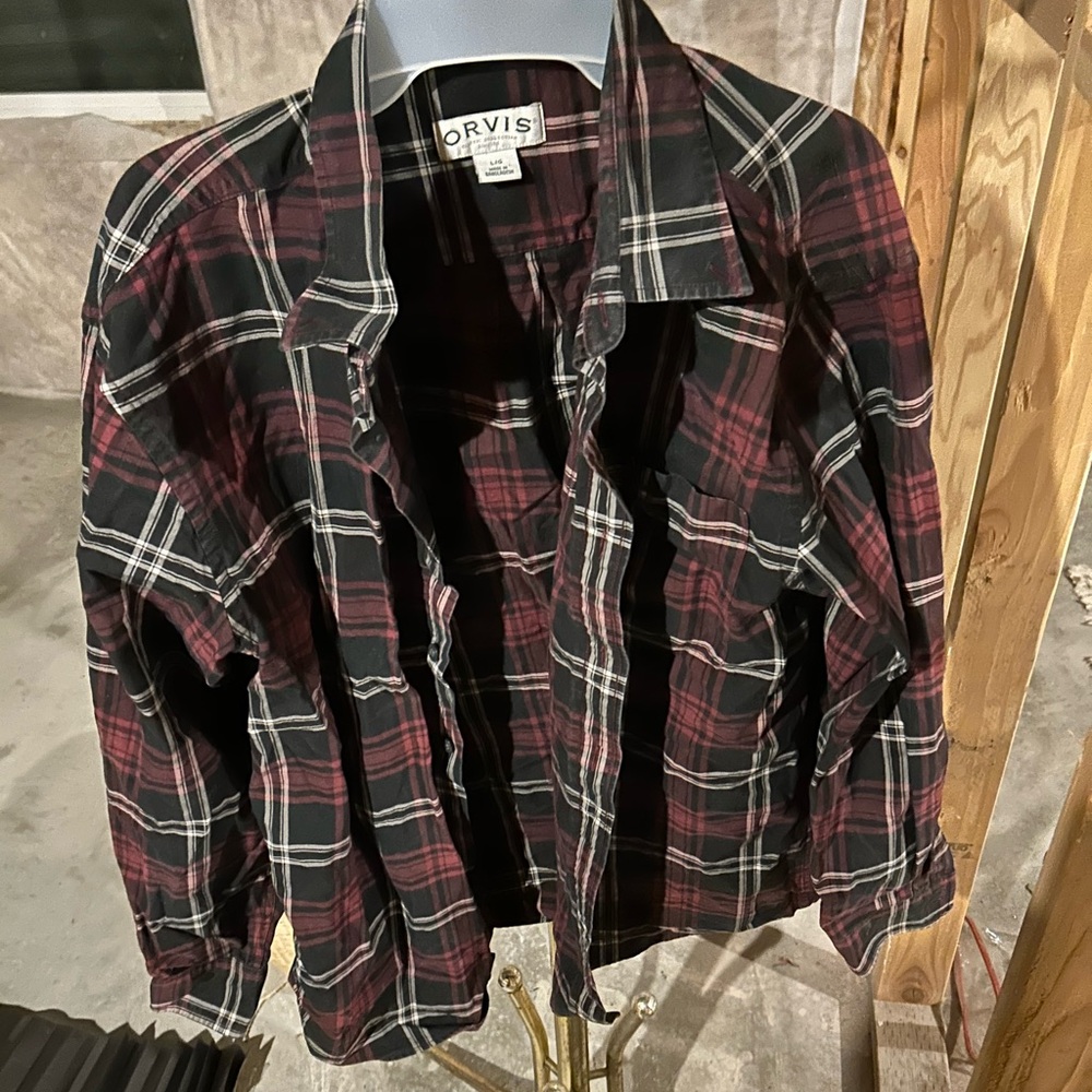 Orvis Red and Black Plaid Shirt